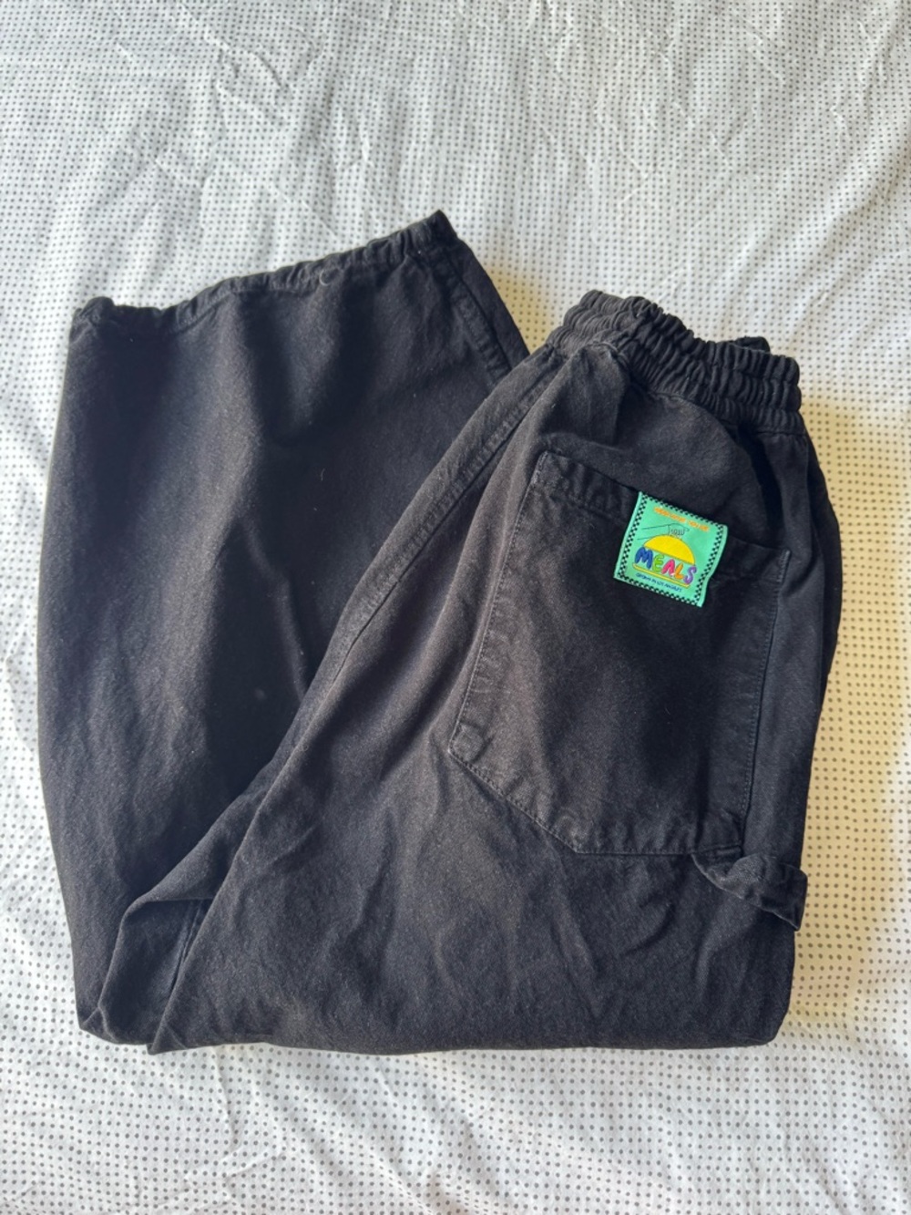 MEALS Black Wide Leg Cotton Pants